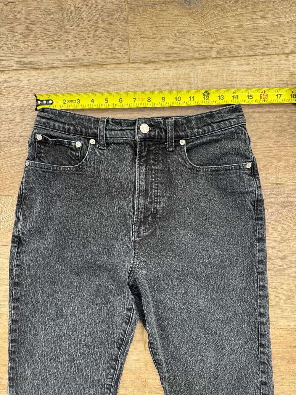 Madewell 90s Straight Jeans Black Wash High Rise Stretch Denim Size 29 - Picture 7 of 16